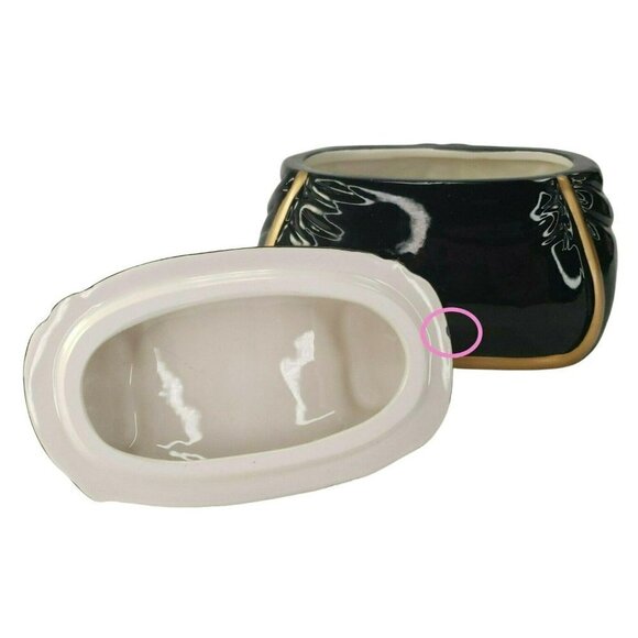 Davids Cookies Ceramic Purse Cookie Snack Jar Leopard Pattern Silver Gold Emboss - Picture 6 of 9